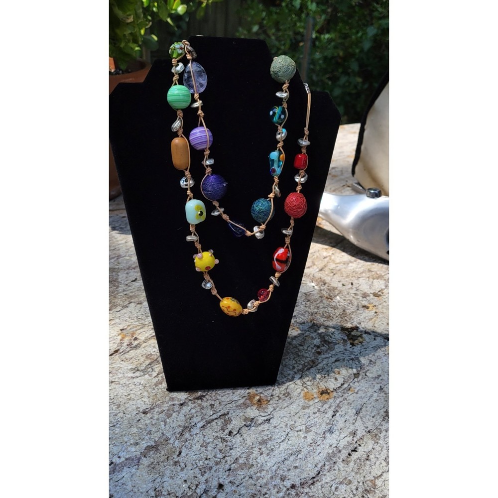 Chico's Boho Long Multicolor Beaded Necklace